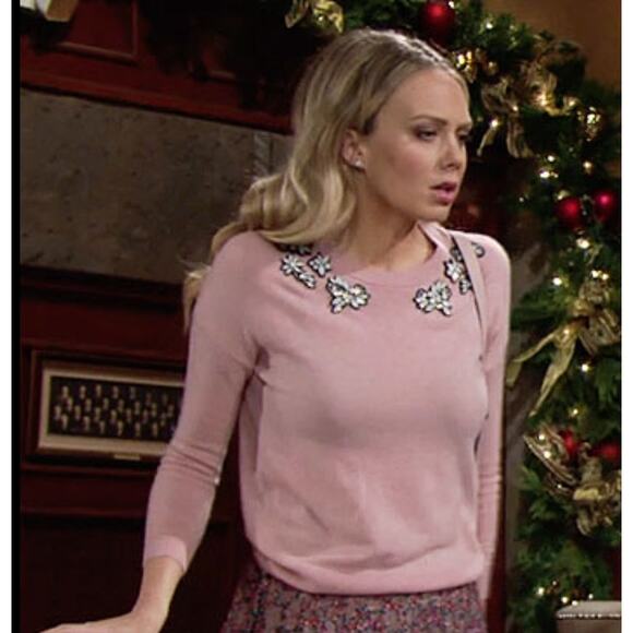 J. Crew Women's Opal Embellished Wool Sweater Size XS Pink Abby Young Restless - Picture 10 of 14